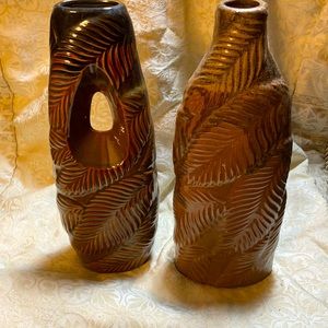 Brown 11 inch Ceramic vases (2)